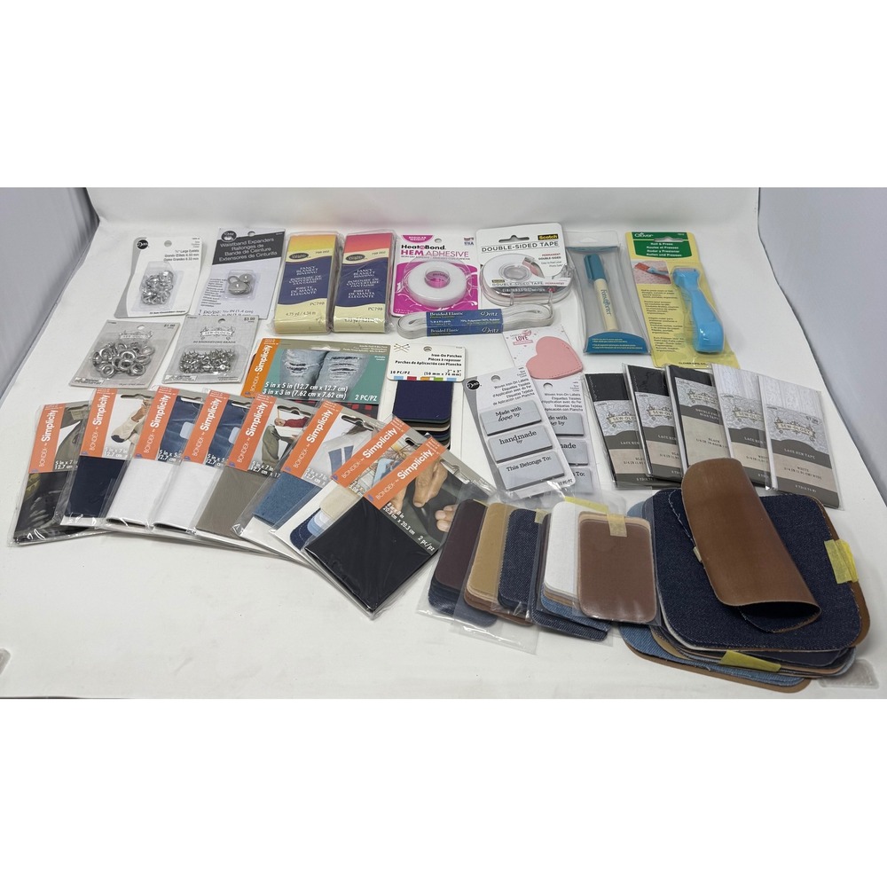 Lot of Simplicity Bondex Patches Dritz Labels Clover Tools - Sewing Mending
